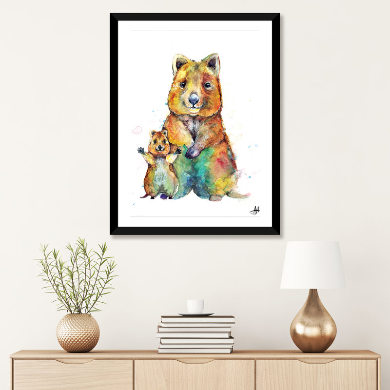 Art encadré pour enfants Qwazy Quokkas, H 24 po x l 16 po x P 1 po, Papier encadré noir