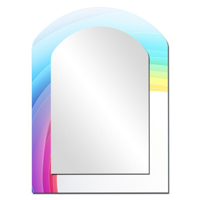 Rainbow Whispering Spectrum I - miroir décoratif à arche de formes abstraites, miroir mural asymétrique moderne, impression d'art en métal