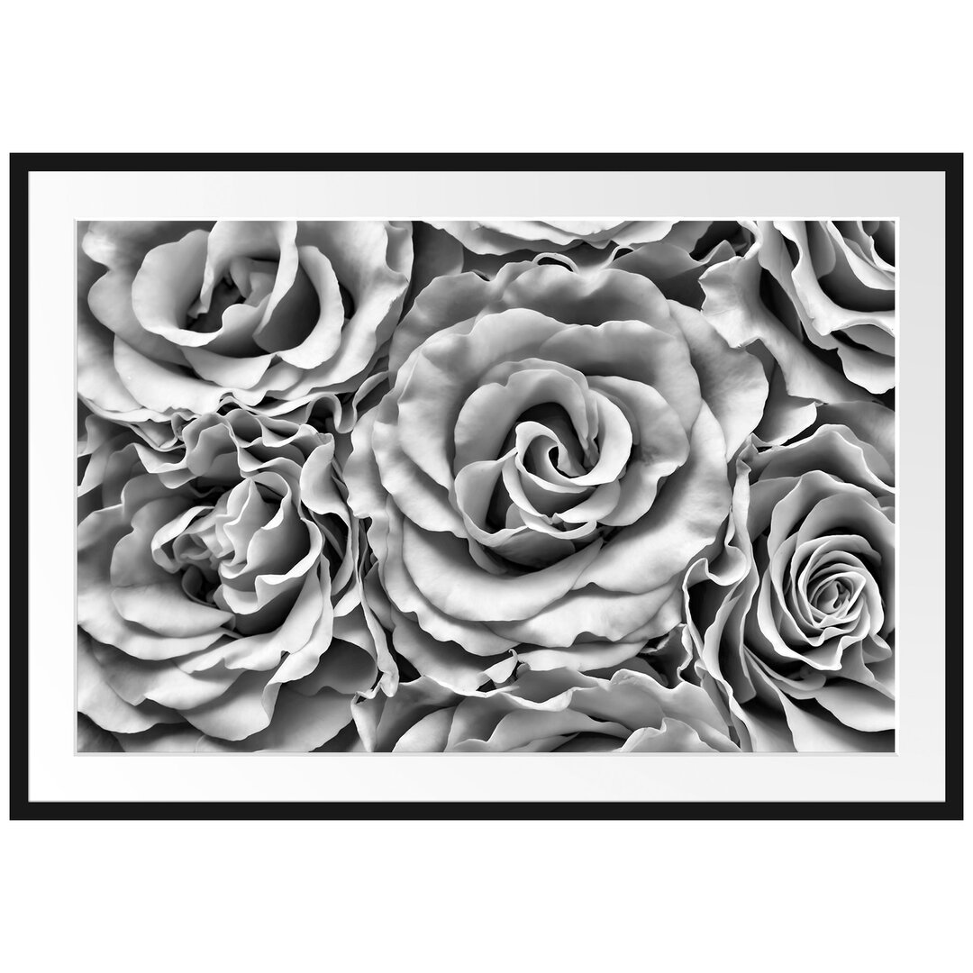 Gerahmtes Poster Blumen Rosen Blumenmeer