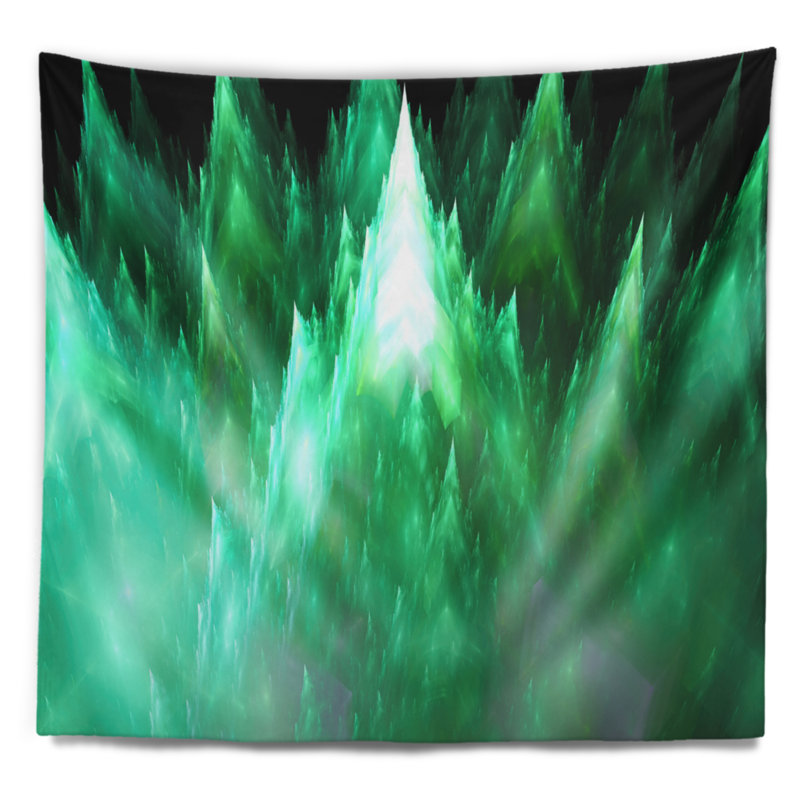 Tapisserie de cristal à motif artificiel vert abstrait, H 68 po x l 80 po