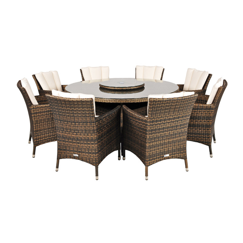 Harold 8 Seater Dining Set with Cushions and Parasol