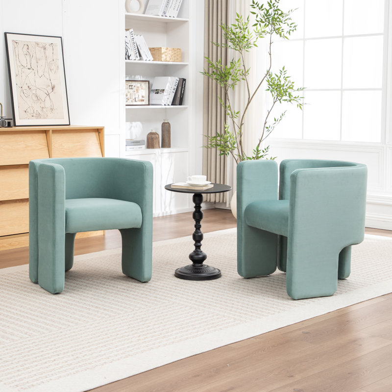 Jaimyn Upholstered Barrel Chair, Blue Velvet