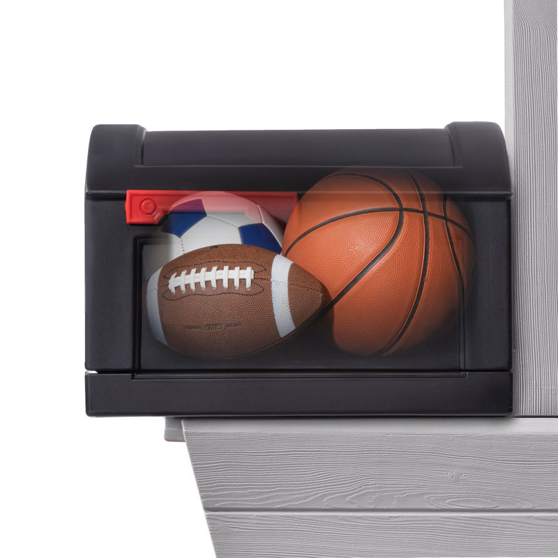 Extra Large Black Plastic Mailbox with Gray Post