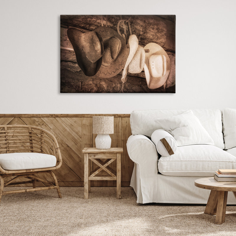 «Rustic Cowboy Hats», art mural sur toile par Danita Delimont, H 30 po x l 45 po