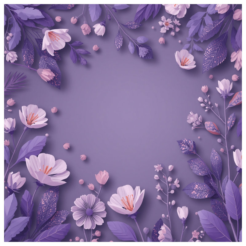 Purple Floral Border Canvas Gallery Wrap in Many Sizes, 16 x 20 inches