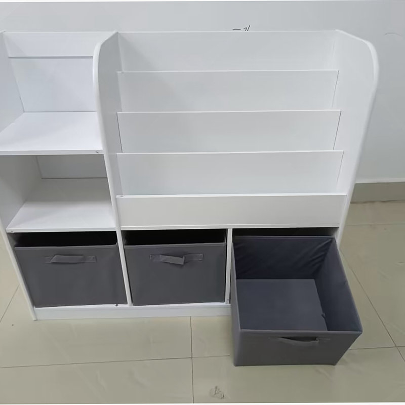 Kids Bookcase and Bookshelf, Multifunctional Bookcase with 3 Collapsible Fabric Drawers, Bookcase Display Stand