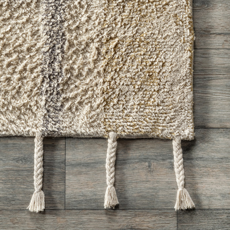 Ivory and Multicolor Wool Blend Tufted 6' x 9' Area Rug