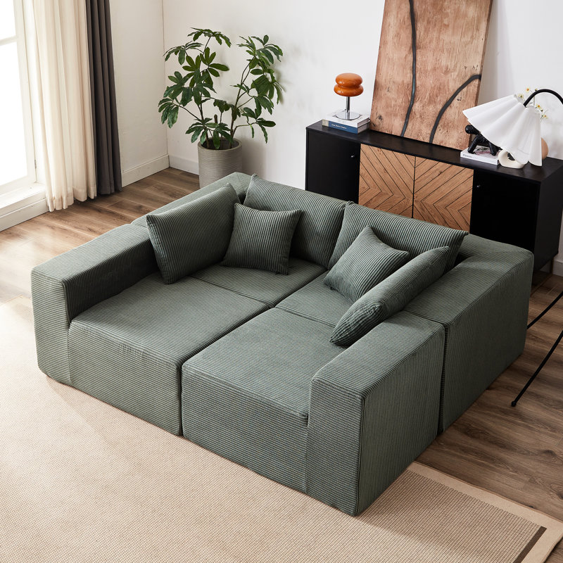 Canapé modulaire rembourré en velours Corduroy
