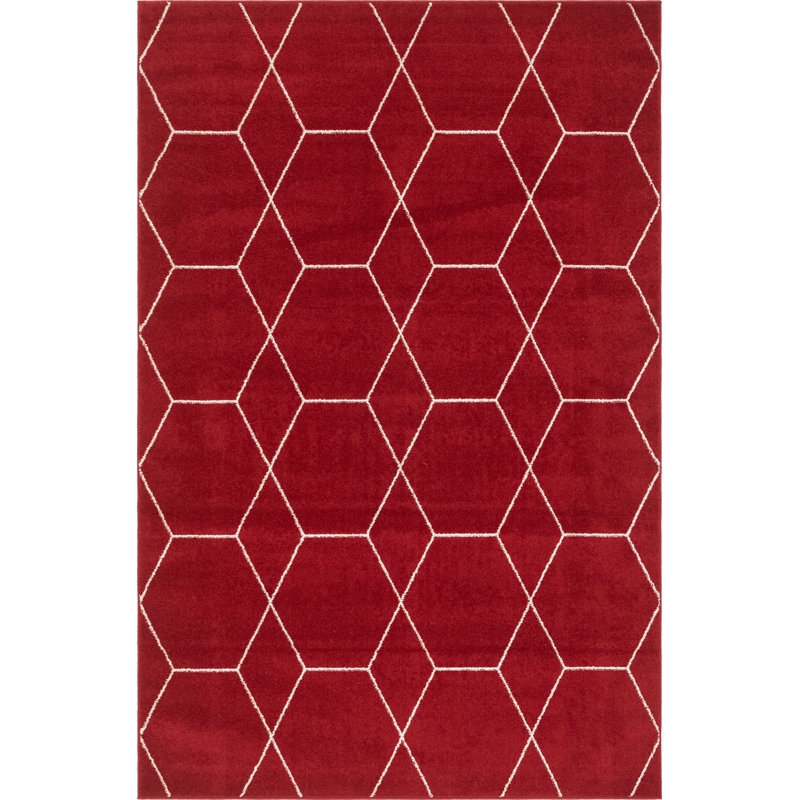 Tapis géométrique Debrodie, Rectangle 6 pi 1 po x 9 pi, Red