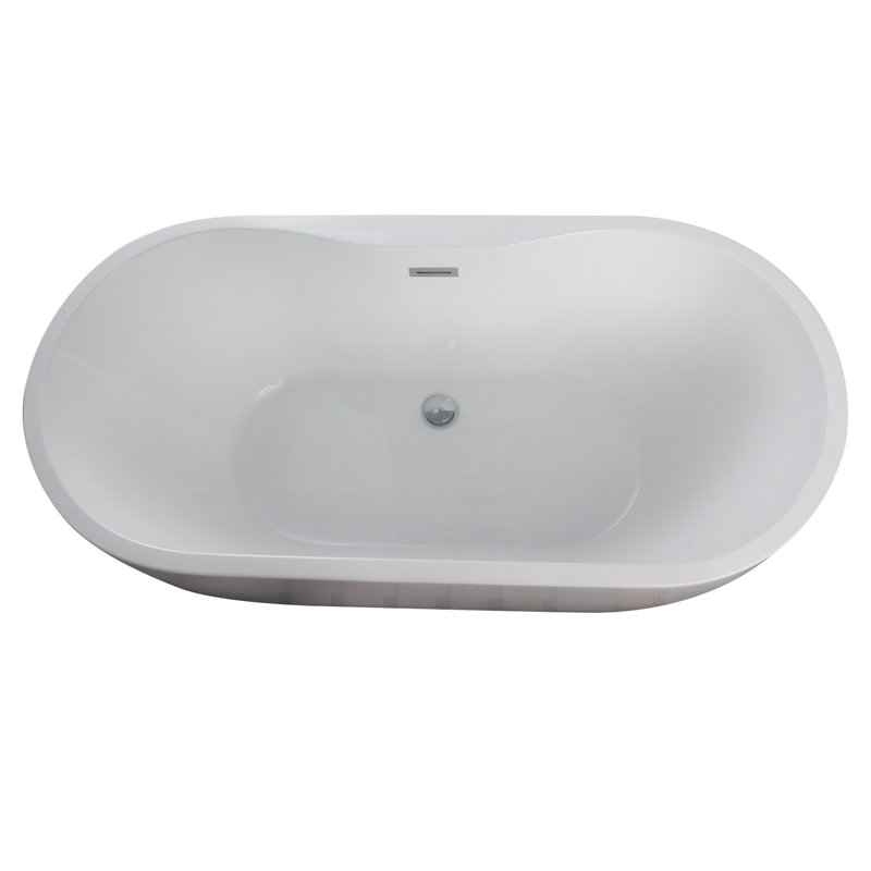55.5'' x 29'' Soaking Acrylic Bathtub, Polished Chrome