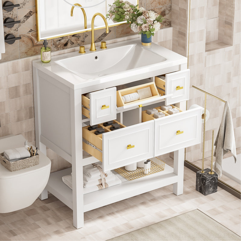 Rangement pour salle de bain Glenland, Blanc