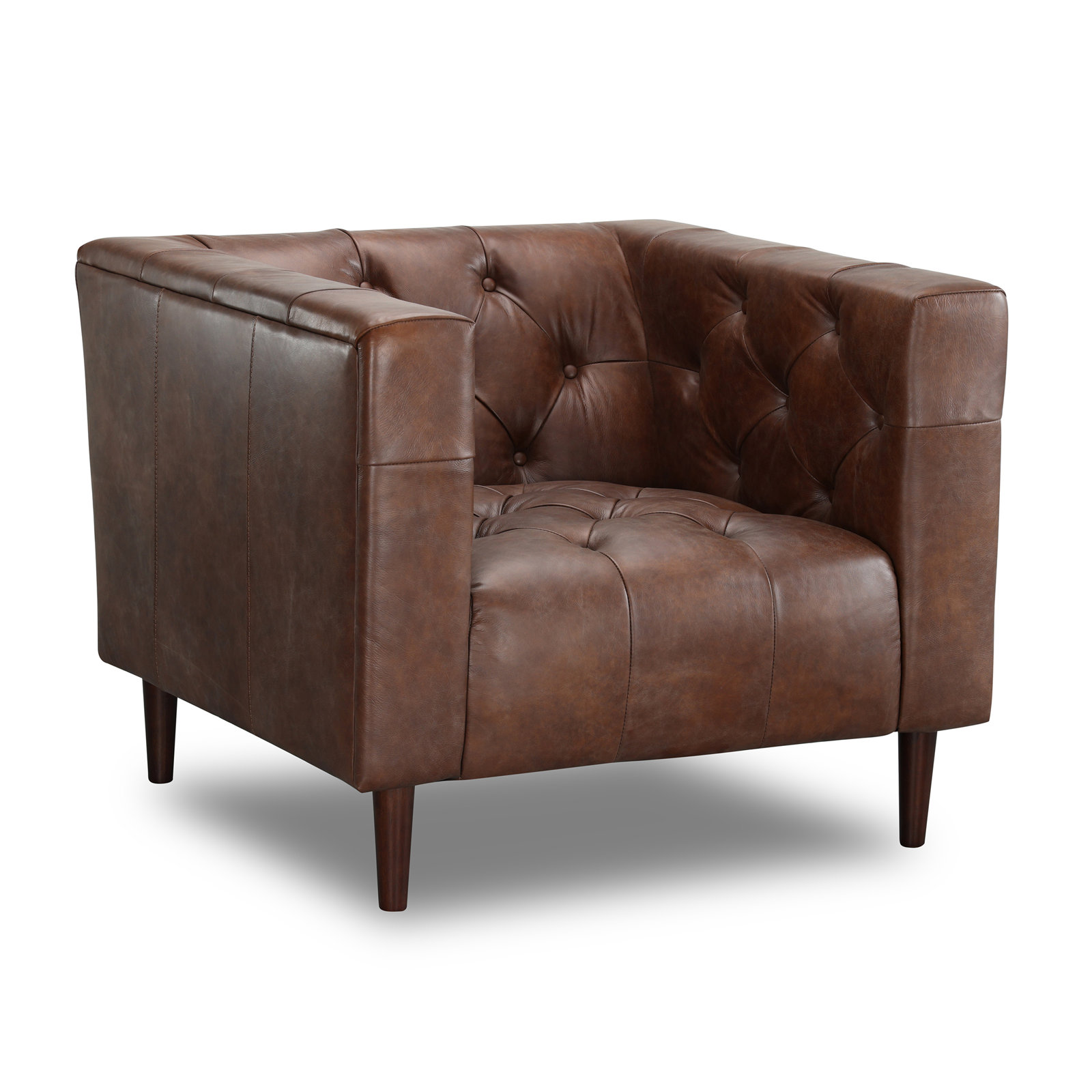 Cornelia Upholstered Club Chair, Vintage Tobacco Top Grain Leather