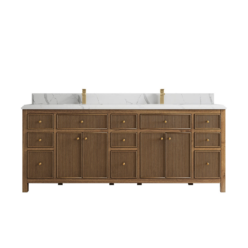 Sonoma 84'' Double Bathroom Vanity with Quartz Top, Calacatta Laza
