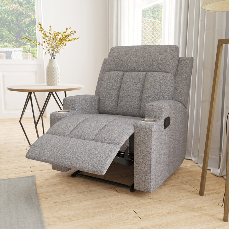 Cozy Comfortable Cushioned Recliner, Gray Polyester