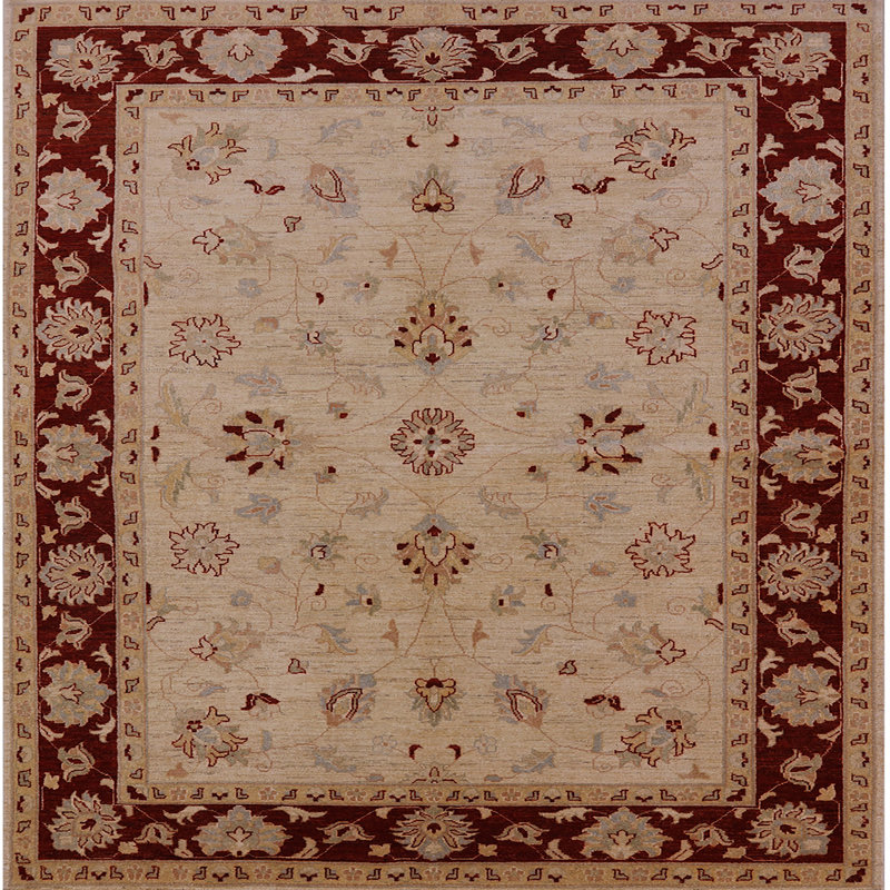 Tapis oriental brun Boutant, Carré 5 pi