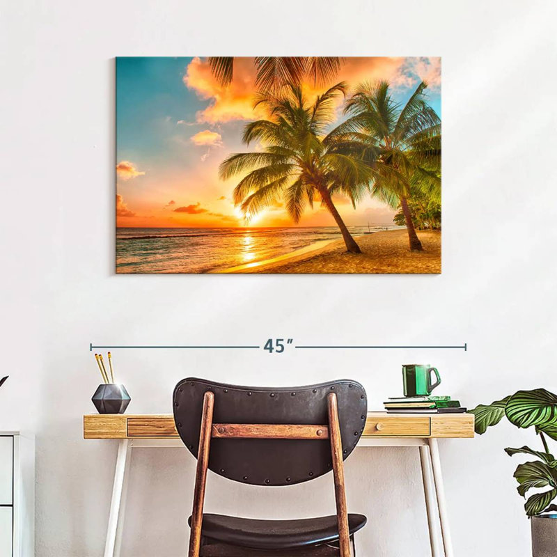 Coucher de soleil Gillard Golden Barbados Beach, H 26 po x l 39 po