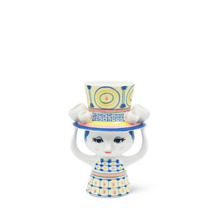 With Hat Vase H 8.1" Blue