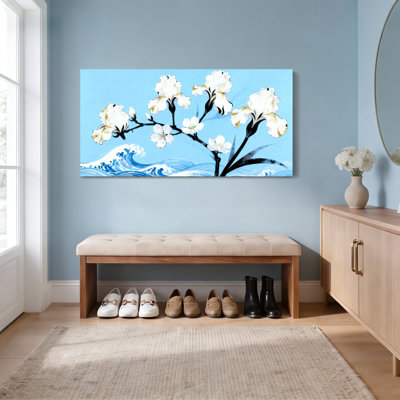 «White Iris and Wave», ensemble de 1 reproduction d'art sur toile tendue sur toile