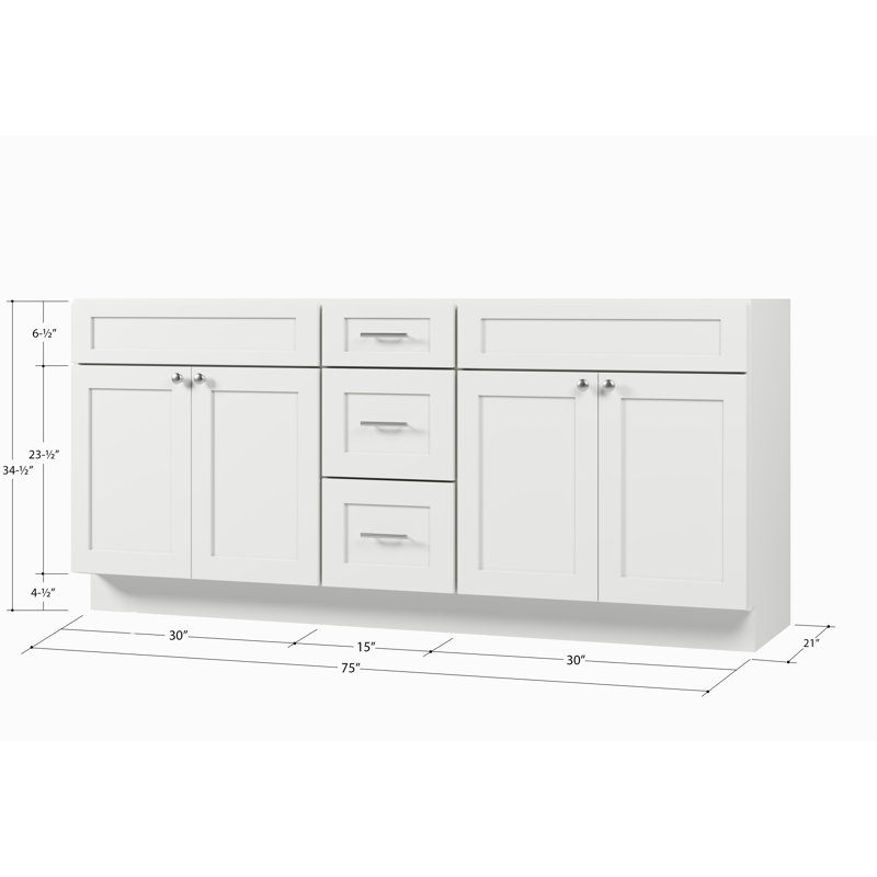 75'' Double Bathroom Vanity Base Only , White