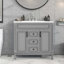Meuble-lavabo moderne avec lavabo supérieur, 2 portes à fermeture douce et 2 tiroirs-1894975823