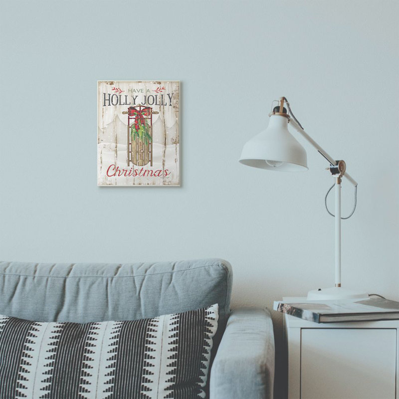 " Holly Jolly Christmas Sleigh ", Wall Plaque, 15" H x 10" W