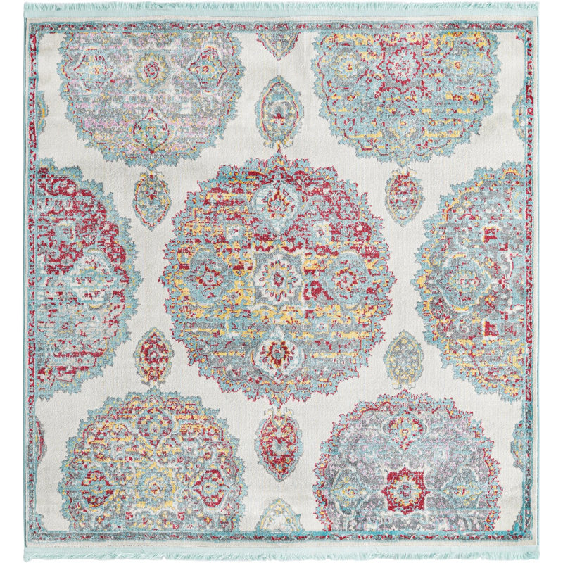 Floral Indoor Rug, Square 5'5"