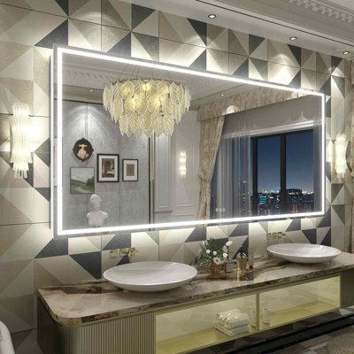 Wayfair Basics® UL Certified Front & Back LED Anti-Fog Tempered Glass Bathroom/Vanity Mirror with 3-Year Warranty