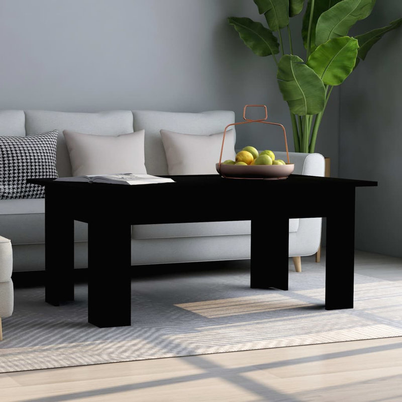 Abraar Engineered wood Four Leg Single Coffee Table, Black