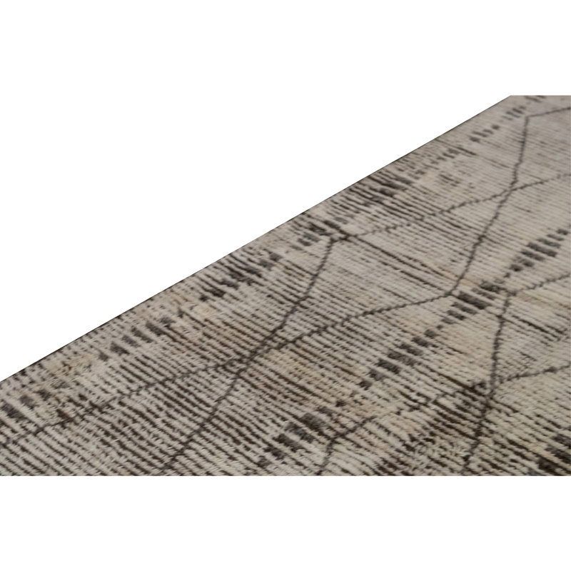 Hand Knotted Wool Area Rug in Beige And Brown