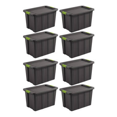 Sterilite 27 Gal Rugged Industrial Stackable Storage Tote W/ Lid, Black, 4  Pack & Reviews