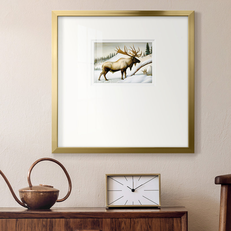 Snow Elk, impression sur papier encadrée, H 21 po x l 21 po x P 1,25 po