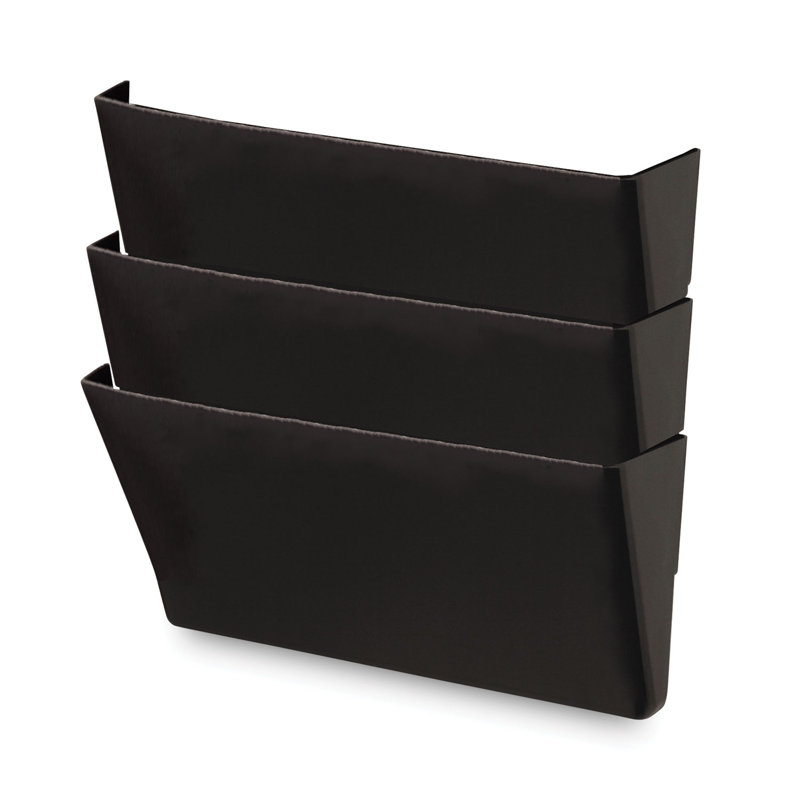 Black Durable Plastic 3-Section Wall File Pockets