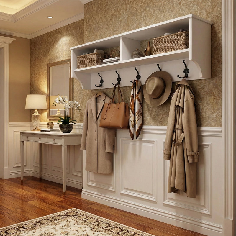 Caitlyn 47" Wall Mounted Hall Tree with Shelves