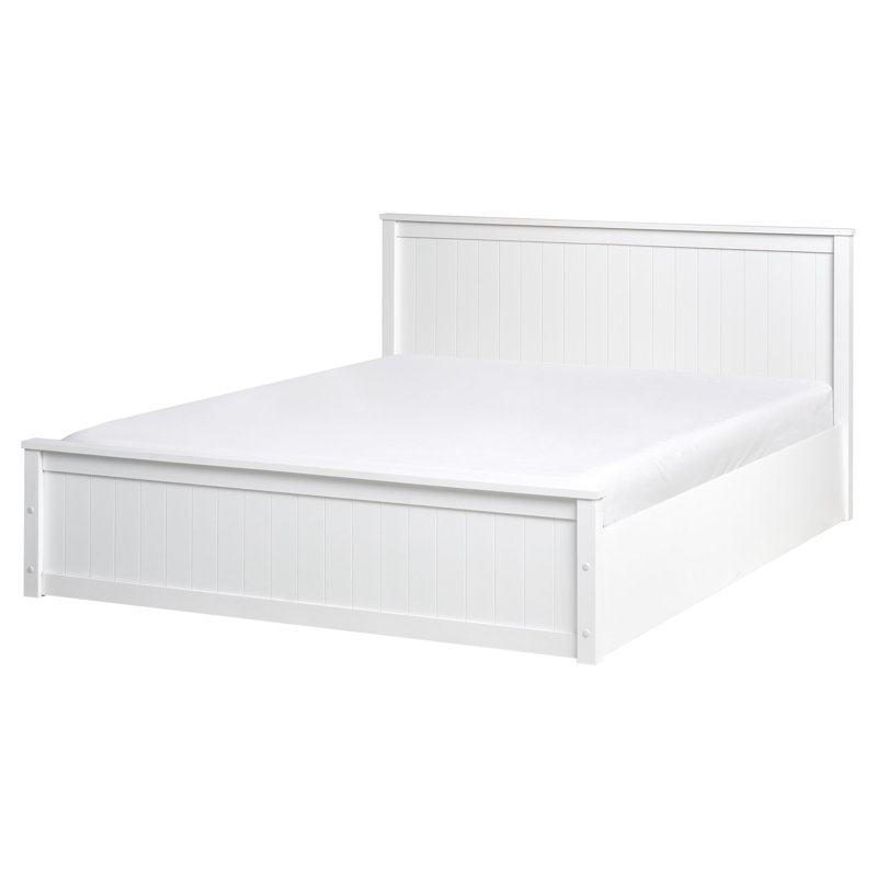 Ottoman Bed Pine Wood LAMBRES White, European Kingsize (160 x 200 cm)