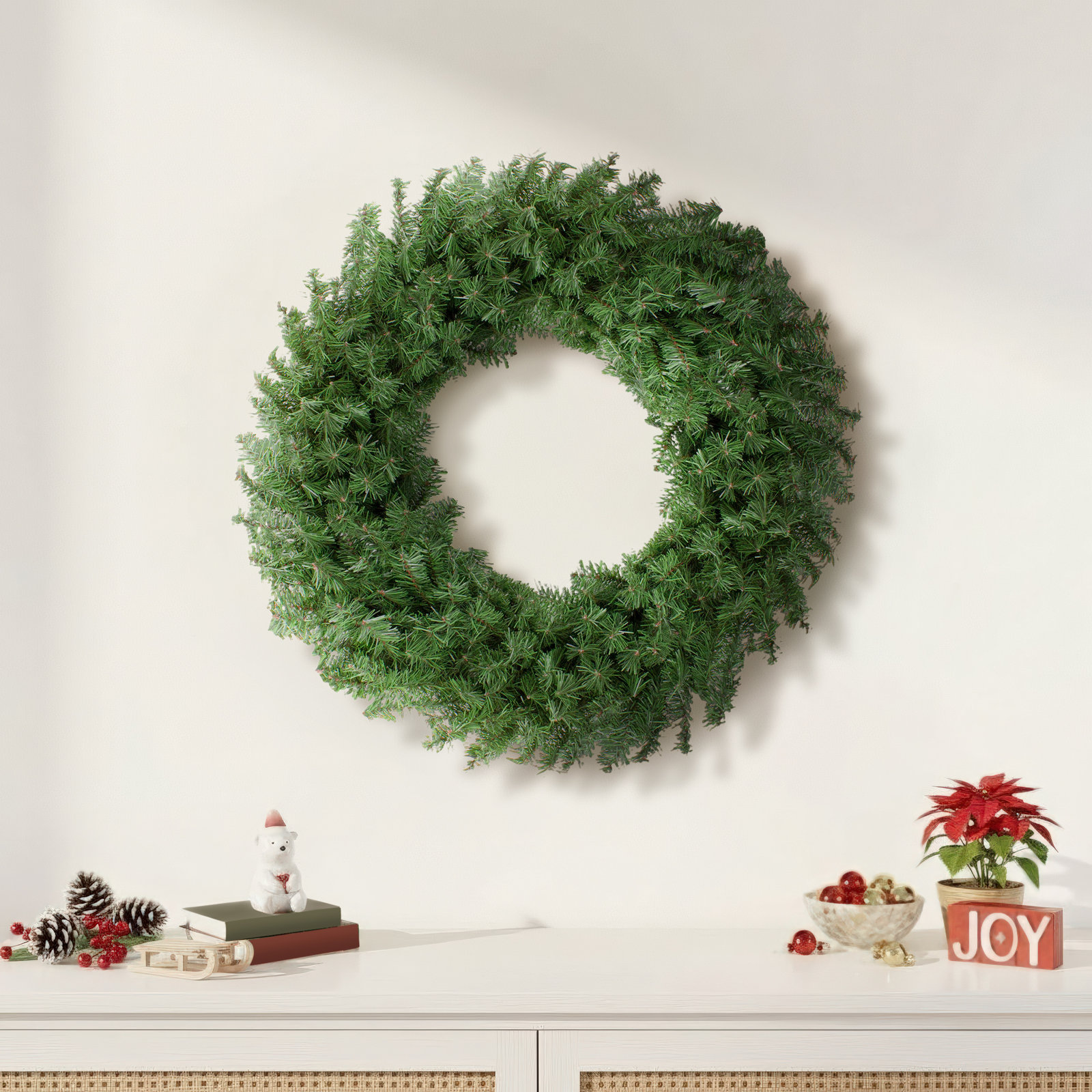 Northlight Seasonal Canadian 48" Pine Wreath, Green, 30" W x 30" H x 6" D