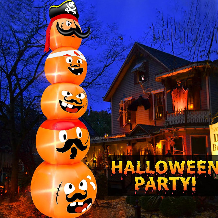 The Holiday Aisle® 14 Ft Giant Halloween Inflatables Pumpkin Outdoor  Decorations 5 Pirate Pumpkin Stack Blow Up Build-In LED Light Large Halloween  Outdoor Decor Inflatable For Yard Outside Home Garden Lawn 