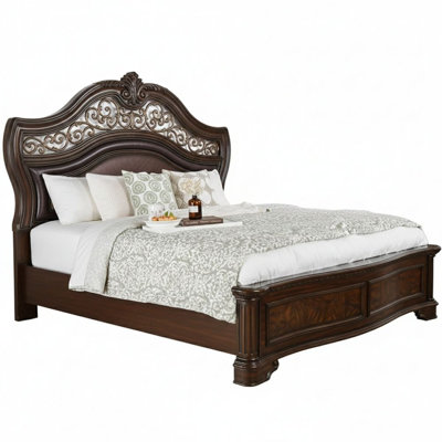 Eloise Brown Wood Frame Queen Panel Bed