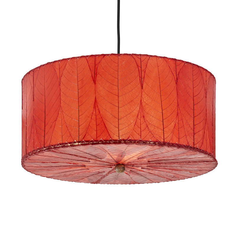 Lustre cylindrique unique à 3 lumières Quintan, H 10 po x l 24 po, Rouge