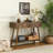 Asante 39" Tall Walnut Console Table With Geometric Fluted 2-Drawers And Open Storage Shelf