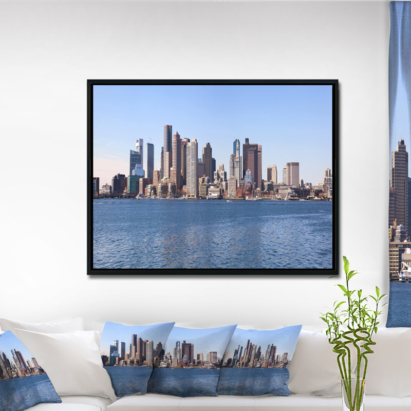 « boston horizon panorama », photographie Cityscape, H 12 po x l 20 po x P 1 po, Toile sur cadre