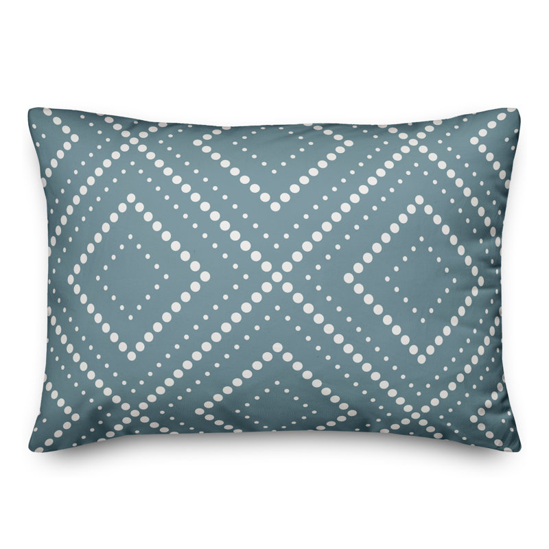  Dotted Diamond Lumbar Pillow, Sea Green/White