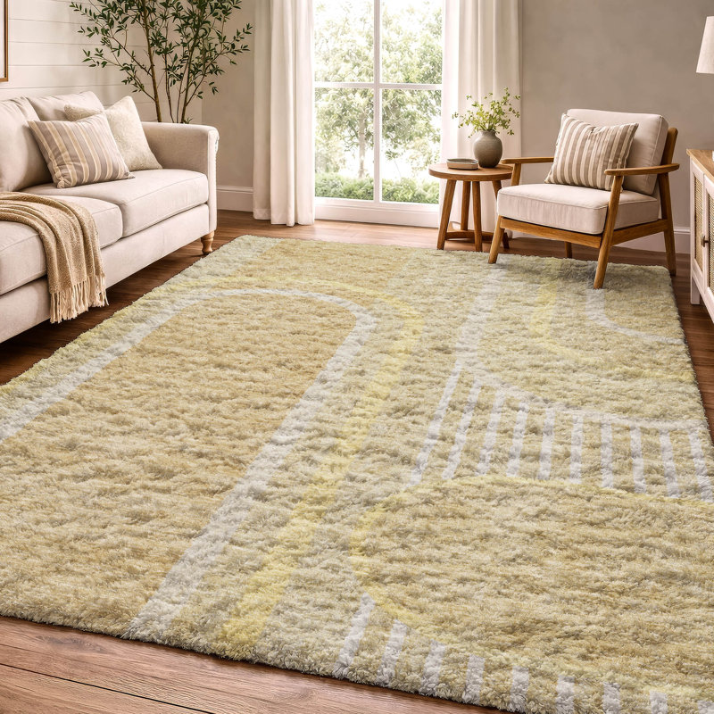 Tapis à poil long de qualité supérieure lavable à la machine ADS532, Beige, 10' x 14'