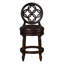 Tabouret de bar 26 po en bois au niveau du comptoir, pivotant à haut dossier, siège rond avec éléments décoratifs, retour à 180 degrés, pieds tournés, noyer riche, similicuir brun foncé, repose-pieds, facile