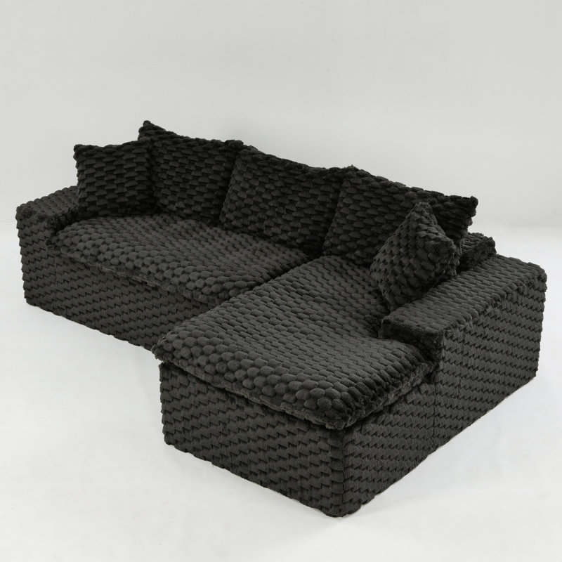 Canapé polyvalent en velours noir: méridienne convertible, Noir
