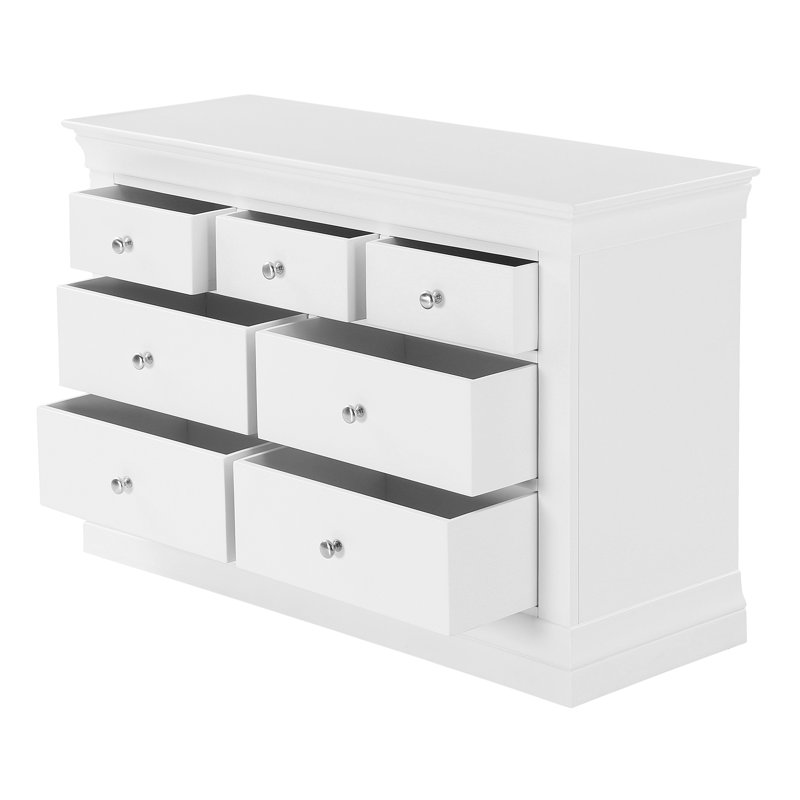 Dial 120cm W 7 - Drawer Chest of Drawers, White