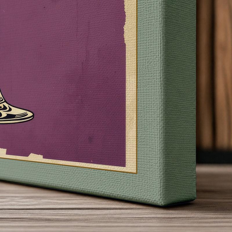 Golden Champagne Glass Mid-Century - Wrapped Canvas, 24x16 - 61.0 x 40.6 cm, Sage Border