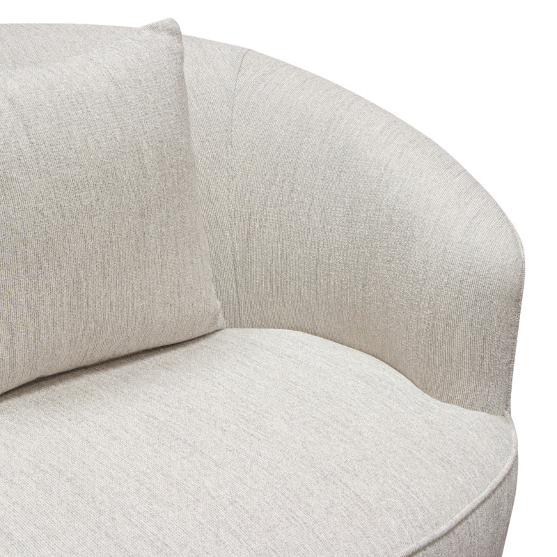 Raven Chair In Light Cream Fabric W/ Brushed Silver Accent Trim, Light Cream Polyester, Silver
