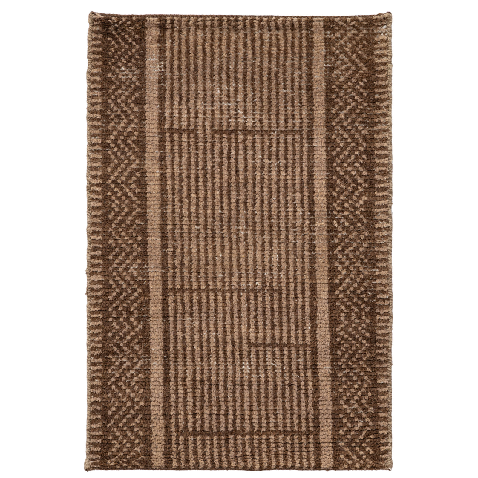 Villa Hand Knotted Wool Indoor Rug, 3'x5', Brown