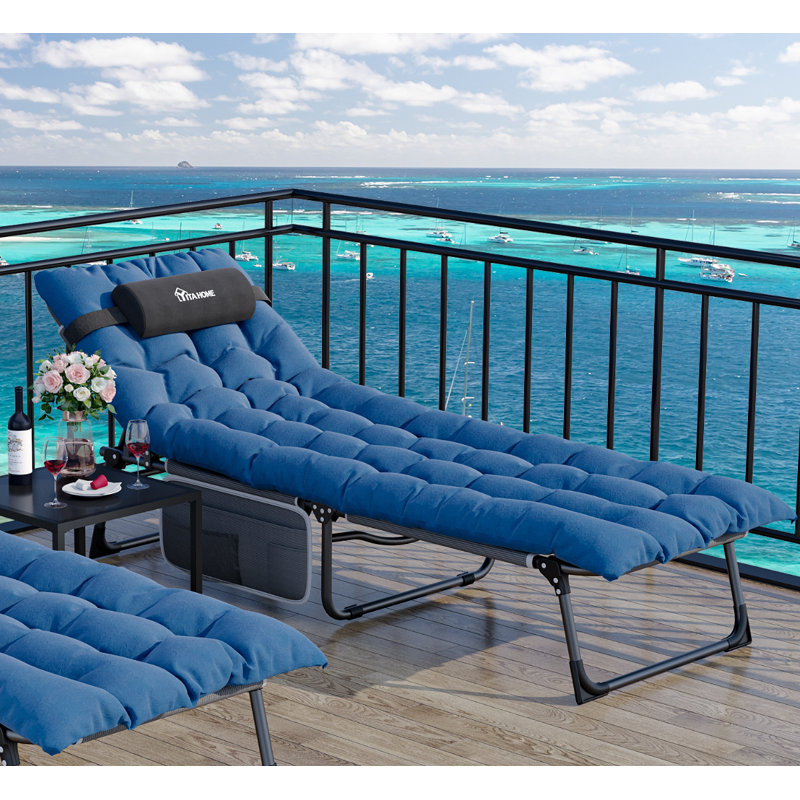 Chaise longue d'extérieur convertible en acier thermolaqué (ensemble de 2), Bleu