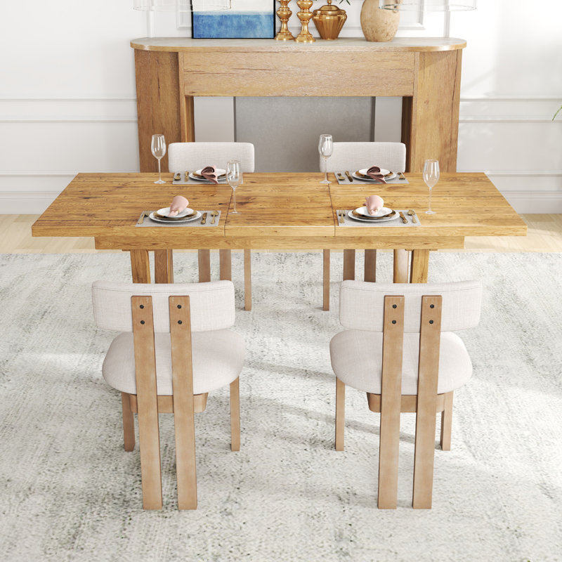 Ensemble de salle à manger de style Mid-Century moderne en bois et chaises rembourrées pour la maison, la cuisine et la salle à manger